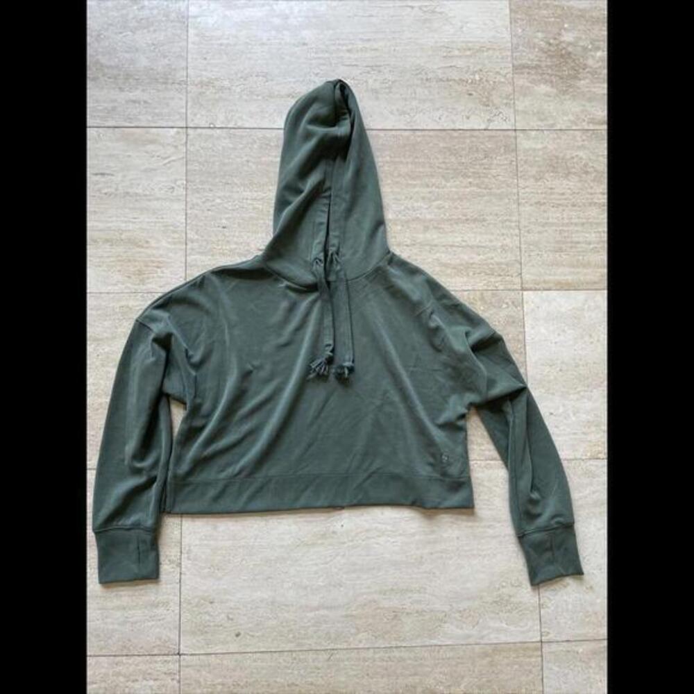 AS Revival Womens Crop Hoodie Sweatshirt Altard‎ State XS thumb hole cuff Green